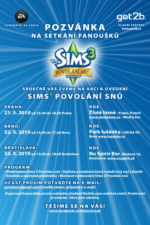 Přijďte na velké setkání fanoušků Sims 3