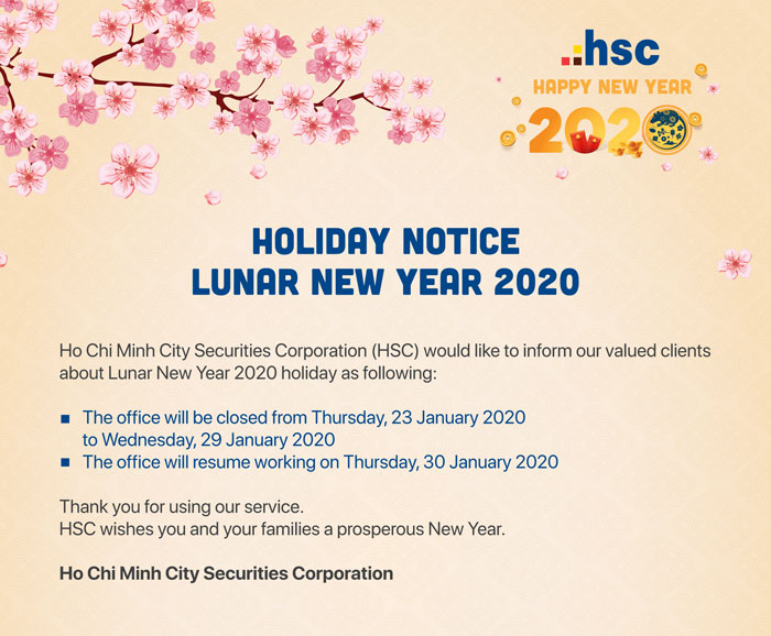 Holiday Notice Lunar New Year 2020