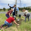 Planting the first of twenty trees for Arbor Day and Earth Month celebration at CSU Channel Islands