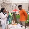 Students sampling Farm Works Vegetables at Dickinson Sustainability Expo