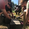 Students building garden