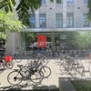 Bike racks outside the Macdonald Engineering Building on the downtown campus of McGill University