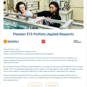 Planetair ÉTS Portfolio (Applied Research) - Carbon credit project