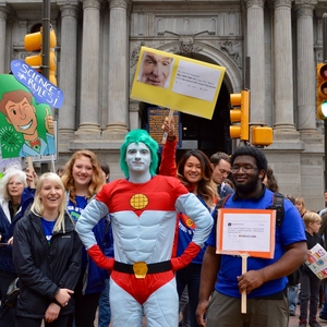 Captain Planet joins The GREEN Program Team for the Philadelphia Science March