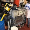 This is the tote that current interns retrofitted to be used for our acid esterification reaction, which reduces free fatty acid content in the waste cooking oil and increases efficiency.