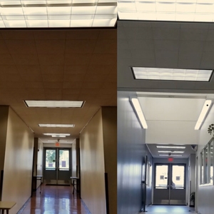 Parabolic Trough LED Solution before and after