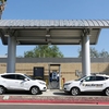 Cal State LA Hydrogen Research & Fueling Facility and two (2) campus hydrogen FCEV’s operated by Commuter Services (left) and Public Safety (right); October, 2015