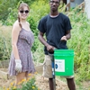 Muhlenberg College students working in the permaculture garden