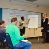 Virginia Tech students Tyneshia Griffin and Virginia Pellington pitch their ideas to the Sustainability Boot Camp's Founding Partner, Trane, during an on-site Think Tank Challenge in Ashland, VA.