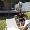 Elon students working at Environmental Center at Loy Farm