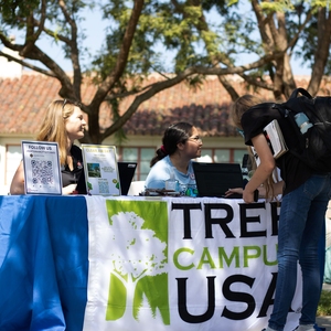 CSUCI Sustainability Staff Tabling for Clean Air Day Tree Planting