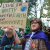 Unity College students participate in the People's Climate March. Unity College was the first to divest its endowment from fossil fuels.