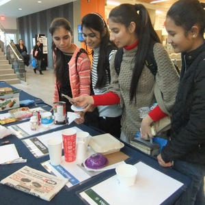 Waste sorting activity at New Student Orientation