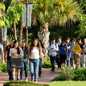 UTRGV Students on campus going to class