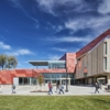 Main entrance of Colorado College's net-zero energy / net-zero carbon Tutt Library.