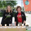 Staff in the Department of Sustainability and Energy Management at Stanford University show their commitment to "being cardinal green" at Stanford's annual Celebrating Sustainability event on Earth Day 2017.