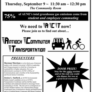 Antioch Commuter Transportation Initiative: Tackling AUNE's Transportation Challenge by Supporting Money-Saving, Fun, and Healthy Commuter Alternatives