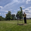 2022 McKinney Climate Fellow Ava Hartman on field at Terre Haute, IN, as a part of the Urban Green Infrastructure Cohort