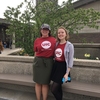 Treetern, Margaret (left), and her fellow Sustaianbility Internship Program classmate, Ula show their UIC pride in front of a Crabapple tree (ID #2355).