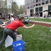 Earth Day activities included a recycling bin toss challenge