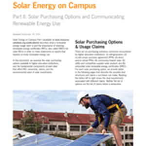 Solar Energy on Campus (Part II: Solar Purchasing Options and Communicating Renewable Energy Use)