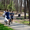 Over 115 volunteers worked together to beautify the woods and creek head surrounding the Reynolda Village trail on the WFU campus.