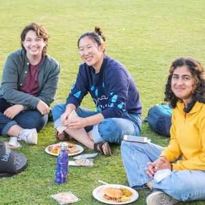 Stanford students at R&DE Stanford Dining’s Neighborhood BBQ