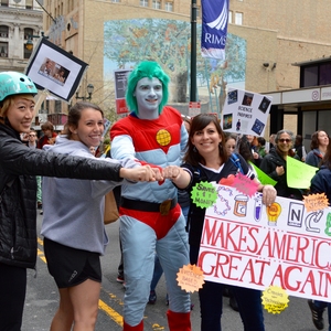 Captain Planet joins The GREEN Program Team for the Philadelphia Science March