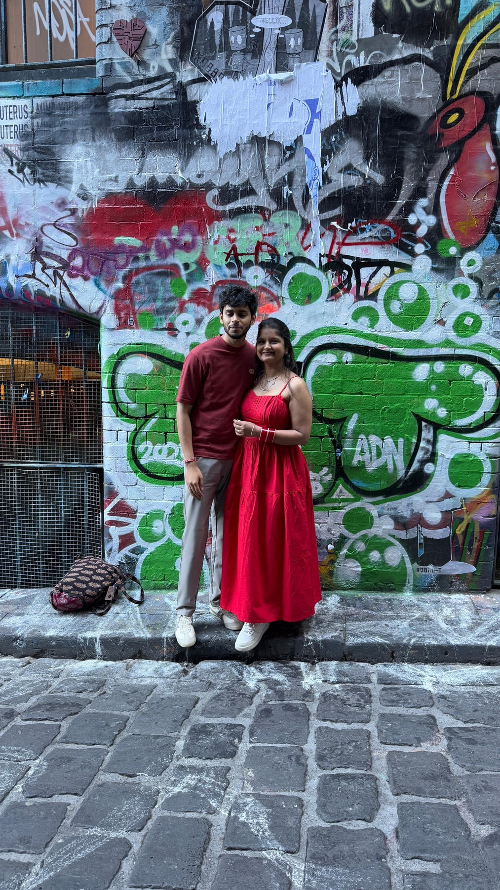 you in the red dress, down a lane painted end to end 🎨