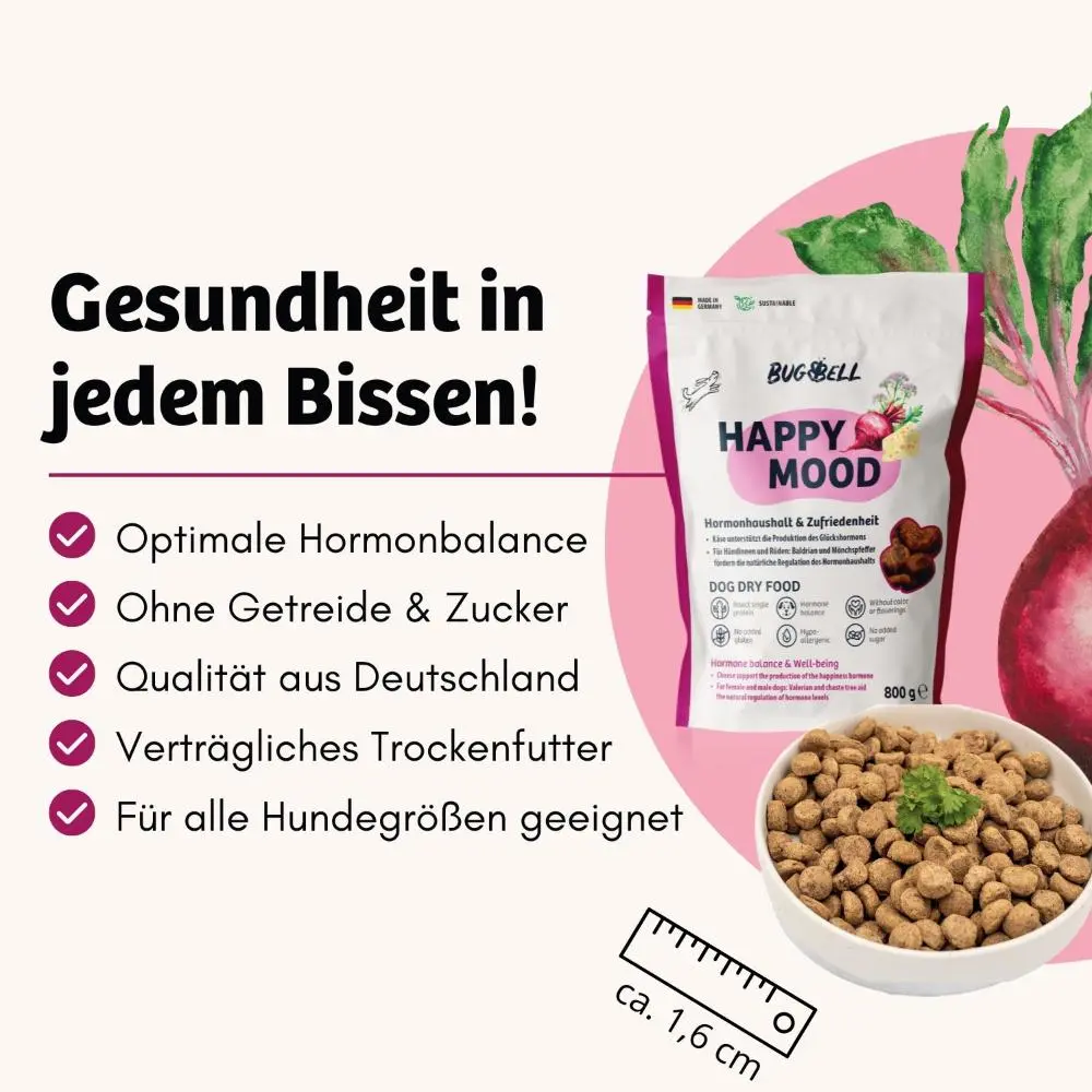 Trockenfutter HappyMood - Hormonbalance & Zufriedenheit — BugBell