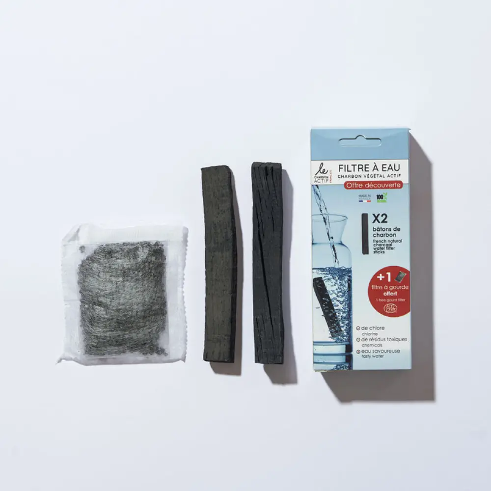 Pack découverte : 2 bâtons de charbons français + 1 filtre à gourde offert — Le Charbon Actif Français
