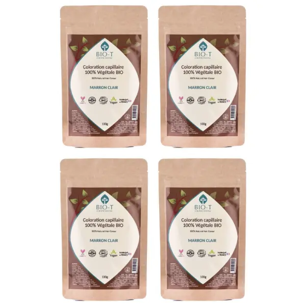 Coloration végétale bio - Marron clair - Lot de 4