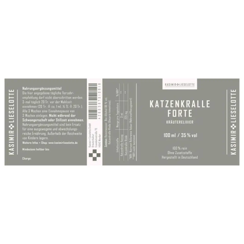Teinture Mère de Griffe de Chat Forte 100 ml — Kasimir + Lieselotte
