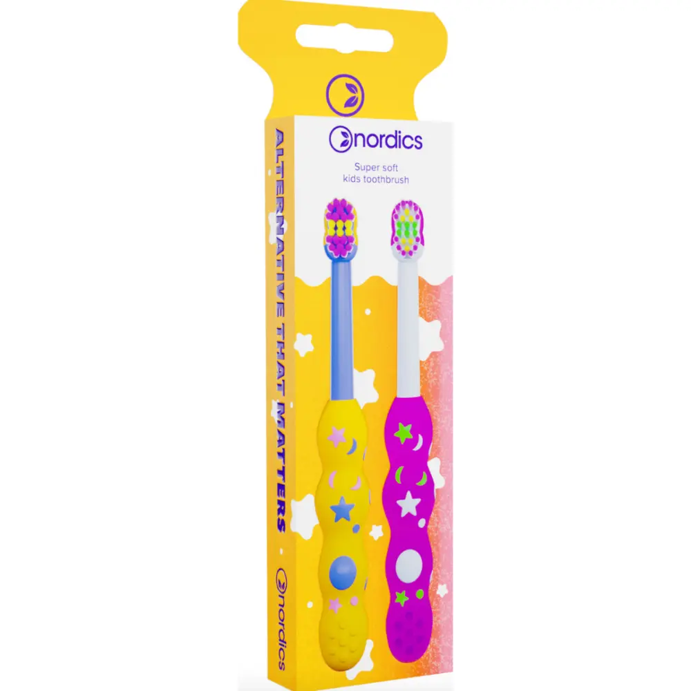 Brosse à dents écologique pour bébés de 0 à 2 ans - 4.080 poils extra doux - Pack de 2 - Nordics — Don Dandrea Deutschland