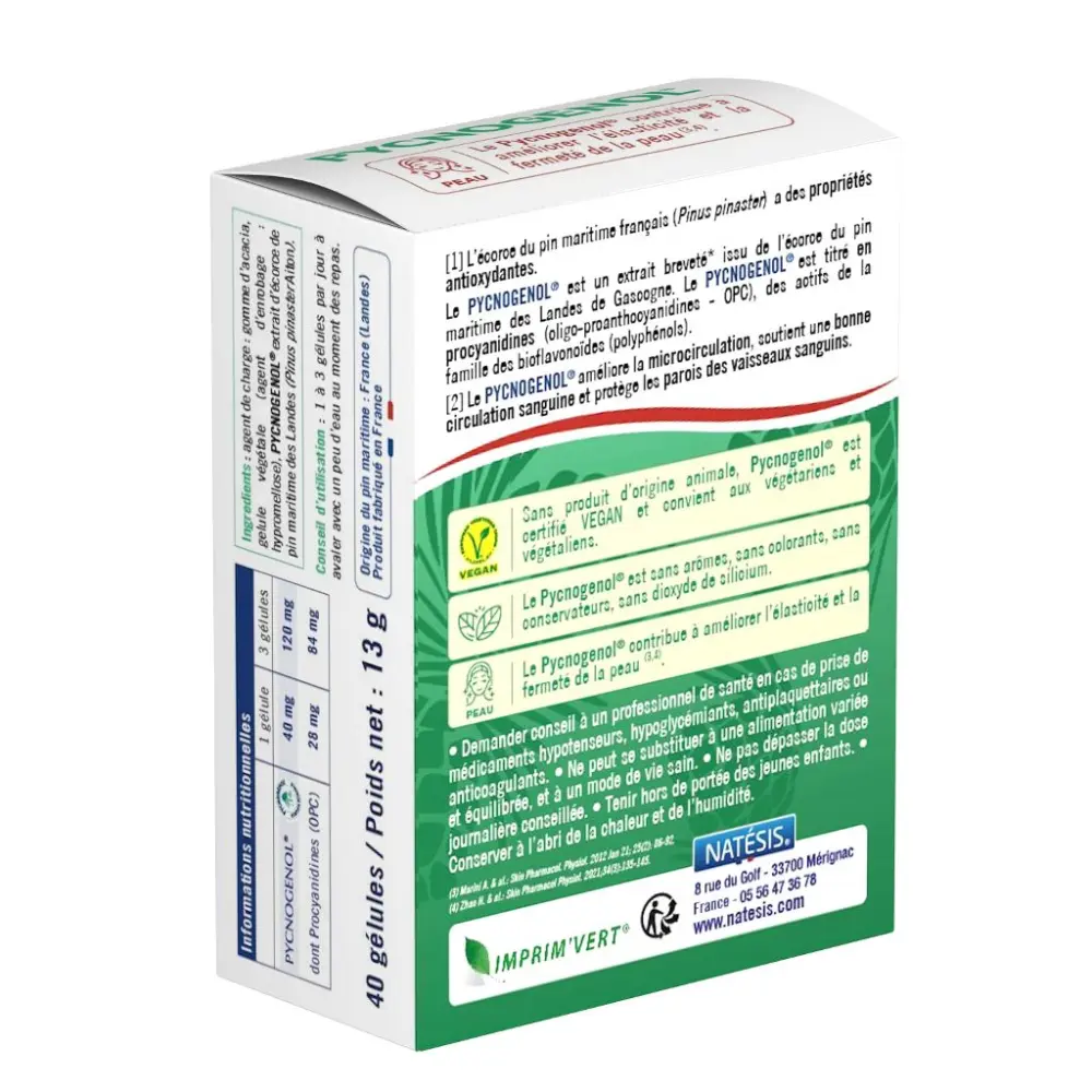 Pycnogenol 40 mg - Extrakt aus Meereskiefernrinde, 120 Kapseln — Natésis