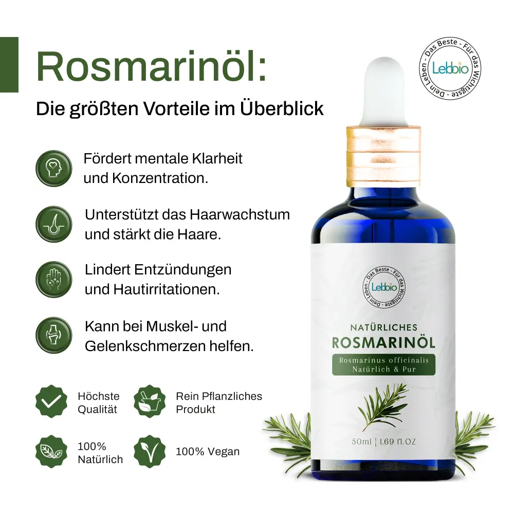 Huile de romarin – 100% pure et naturelle — Lebbio