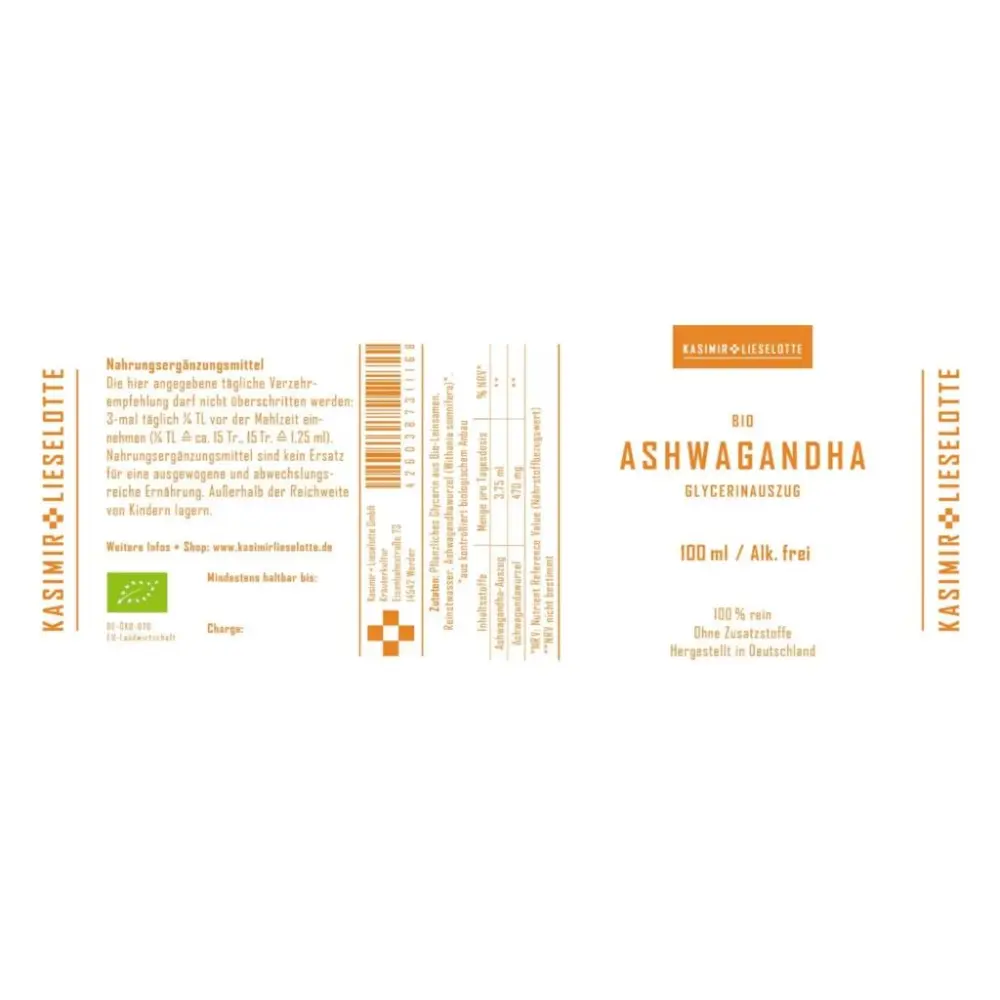 Ashwagandha Tinktur Glycerinauszug — Kasimir + Lieselotte