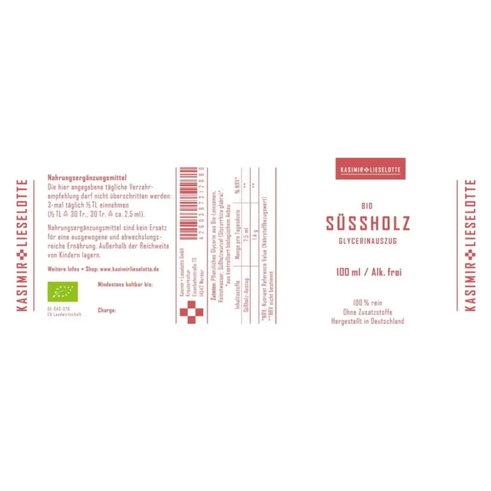 Süßholz Tinktur Glycerinauszug Bio — Kasimir + Lieselotte