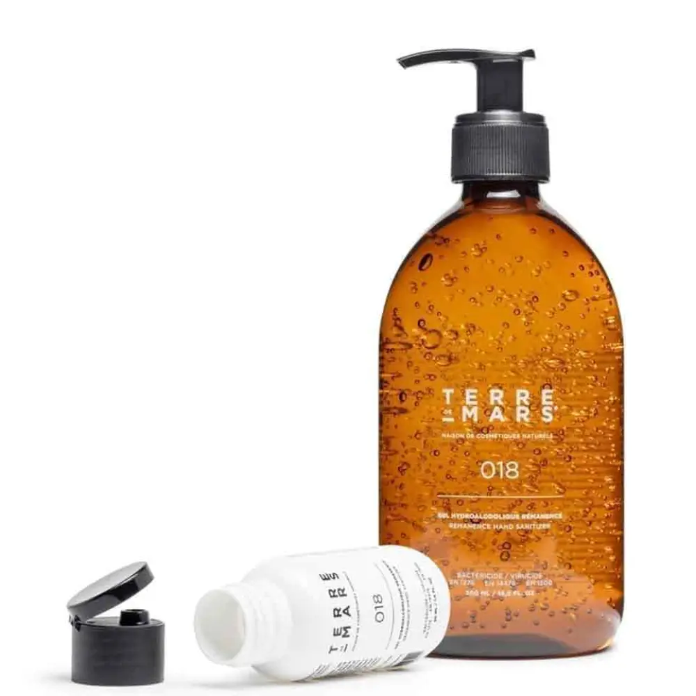018 - Hydroalkoholisches Handgel Remanenz + leere Taschenflasche — Terre de Mars