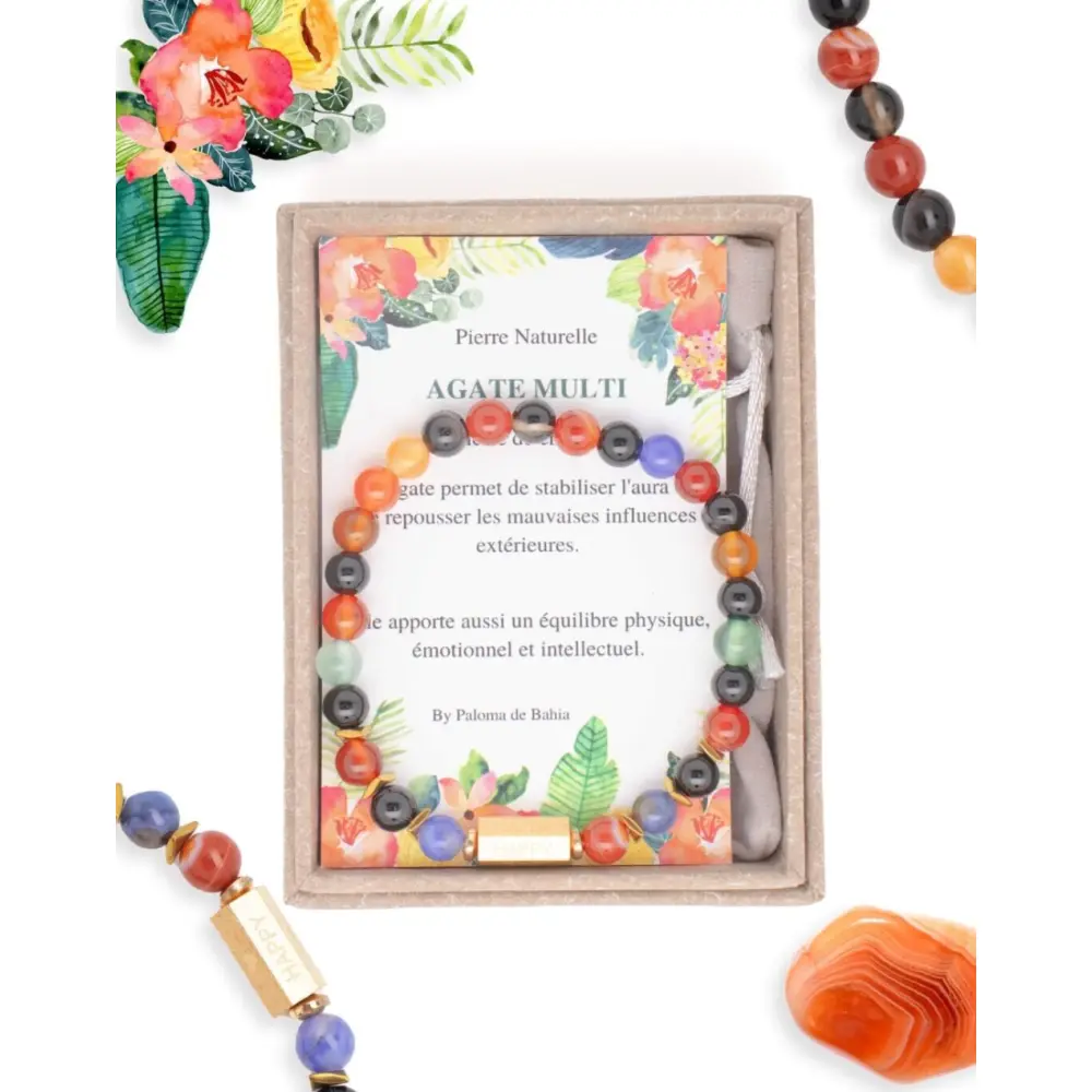Bracelet Agate Multi Caixa en pierre naturelle — Paloma de Bahia