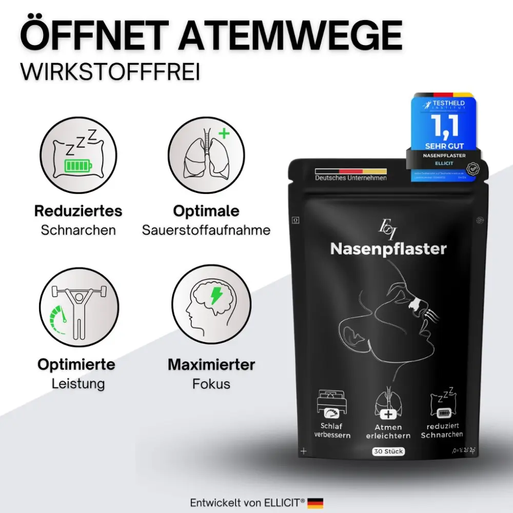 Comfort Nasenpflaster schwarz – Fördert die Nasenatmung & reduziert Schnarchen — ELLICIT®