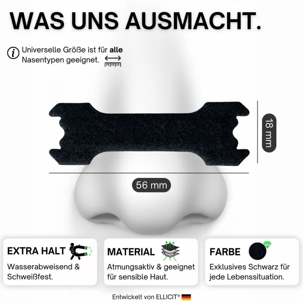 Comfort Nasenpflaster schwarz – Fördert die Nasenatmung & reduziert Schnarchen — ELLICIT®