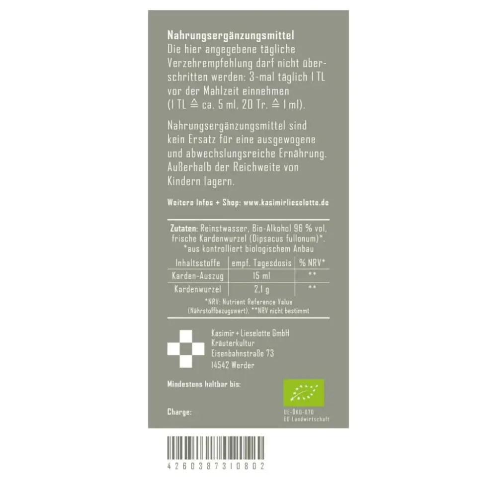 Teinture mère de racine de cardère - flacon 50 ml — Kasimir + Lieselotte