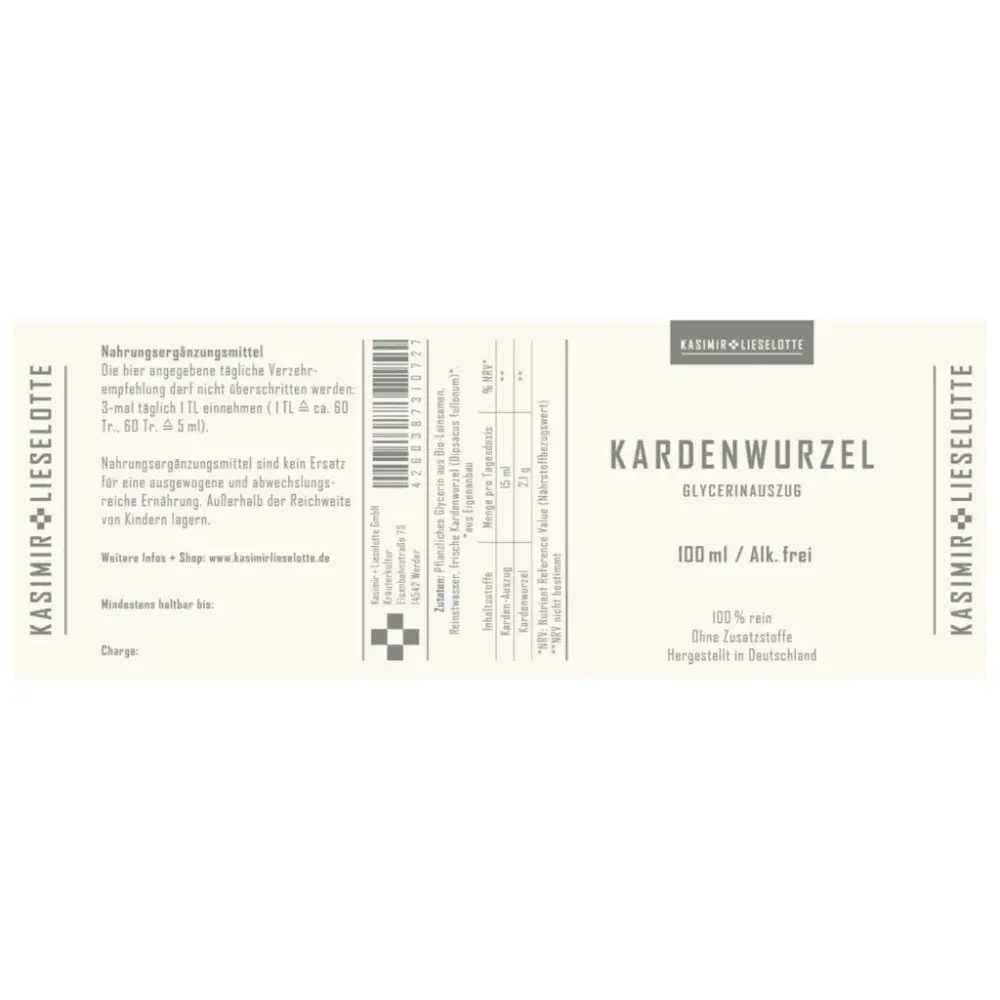 Kardenwurzel Tinktur Glycerinauszug — Kasimir + Lieselotte