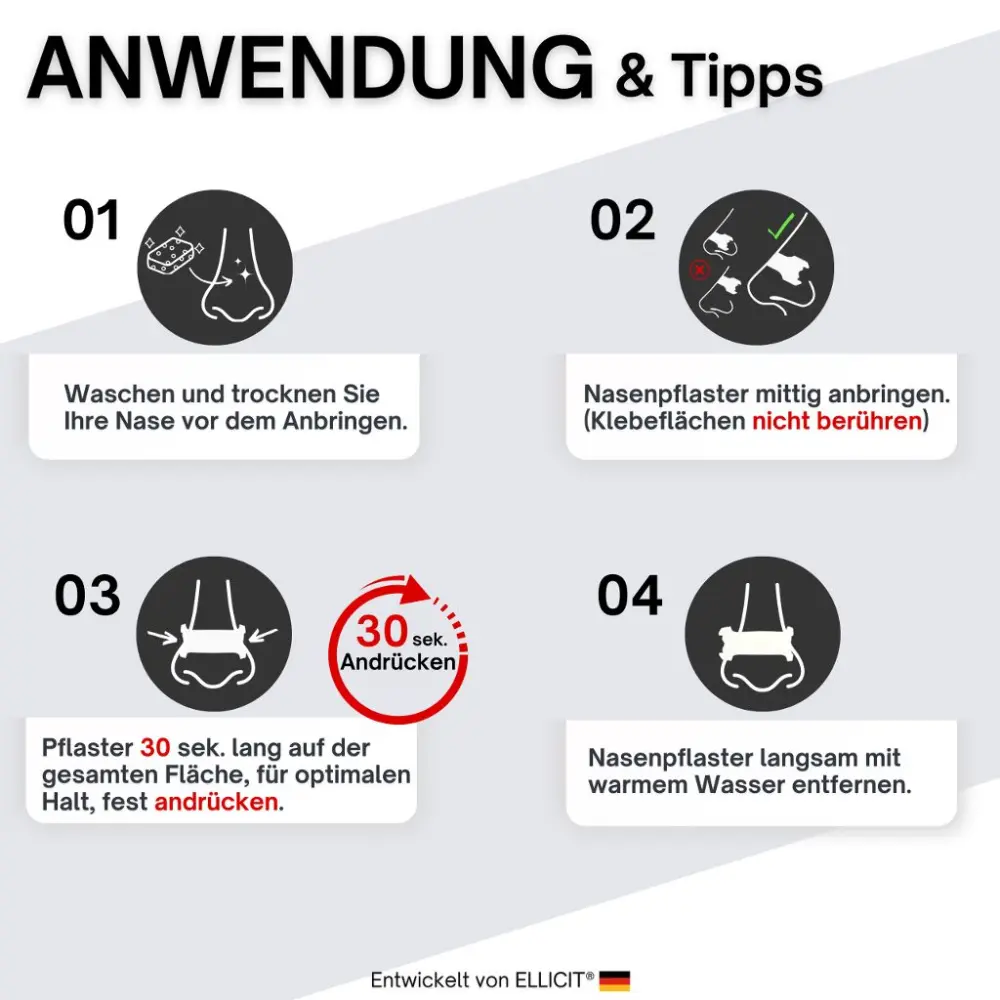 Performance Nasenpflaster schwarz – Fördert die Nasenatmung & reduziert Schnarchen — ELLICIT®