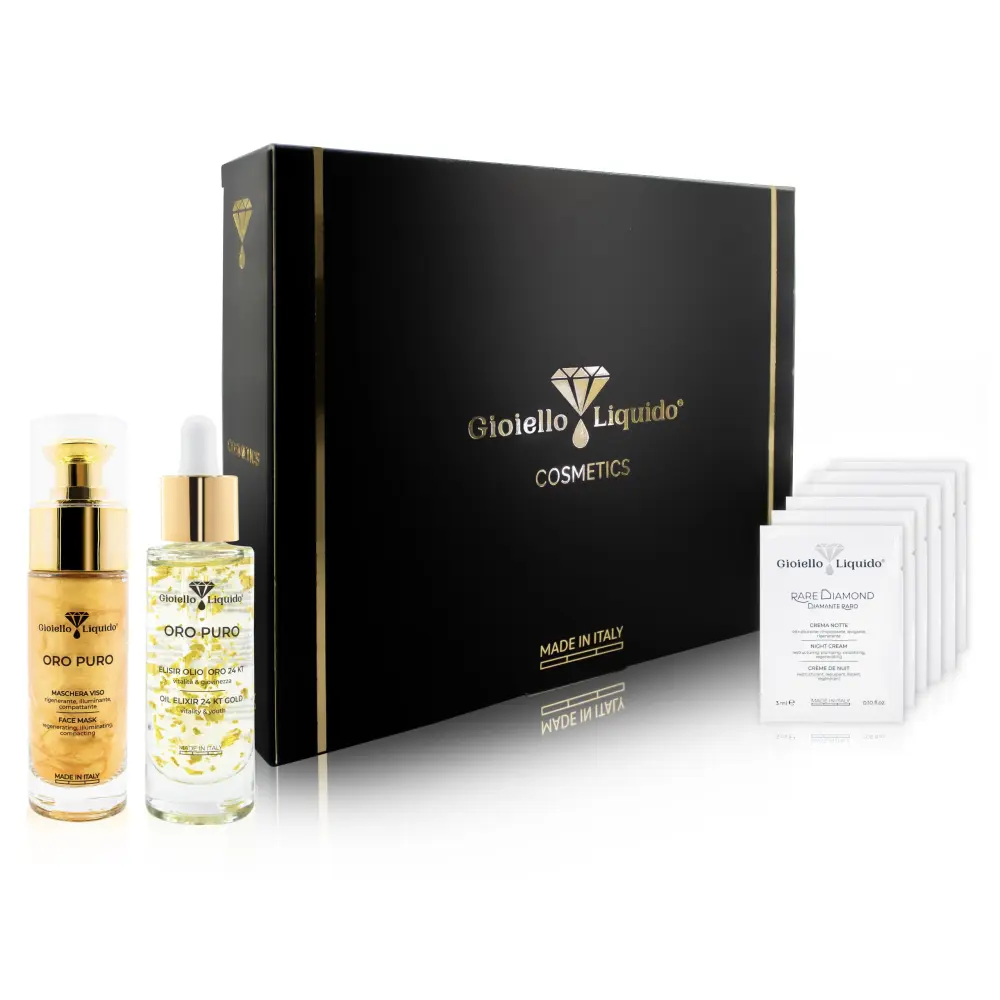 Set de soins anti-âge Oro Puro - Masque & huile d'élixir or 24kt Or Pur — Gioiello Liquido