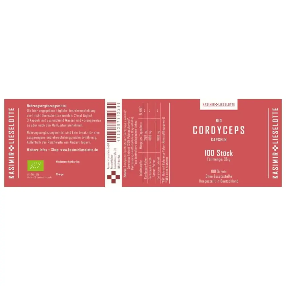 Cordyceps Bio Vitalpilz Kapseln — Kasimir + Lieselotte
