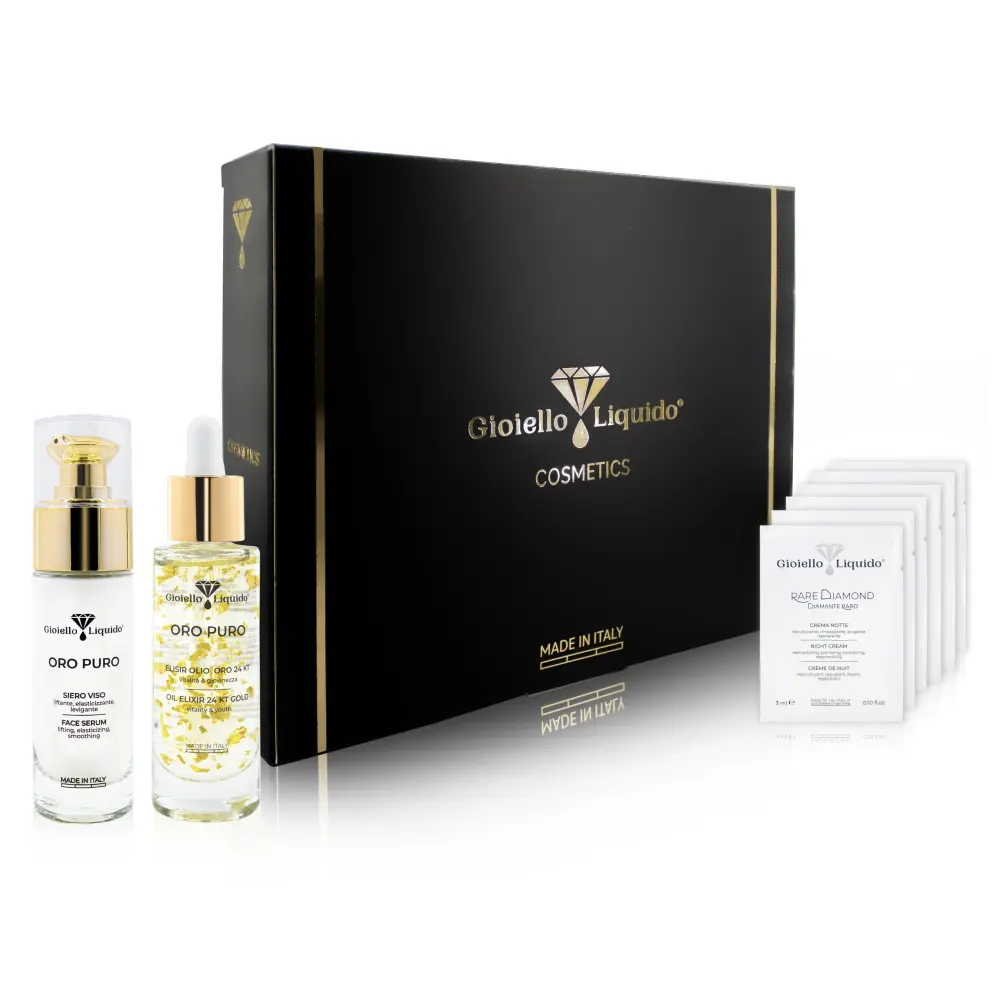 "ORO PURO" - Gesichtspflege Serum "Pure Gold" + Elixieröl 24kt Gold "Pure Gold" — Gioiello Liquido