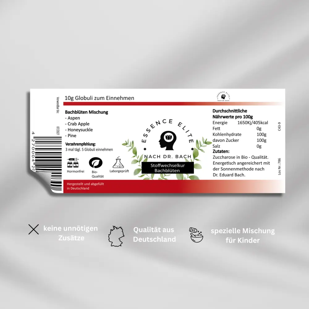 Essence Elite Bachblüten Globuli Stoffwechselkur für weniger Hunger — Essence Elite