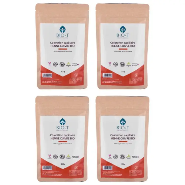 Henné naturel cuivré bio - Lot de 4